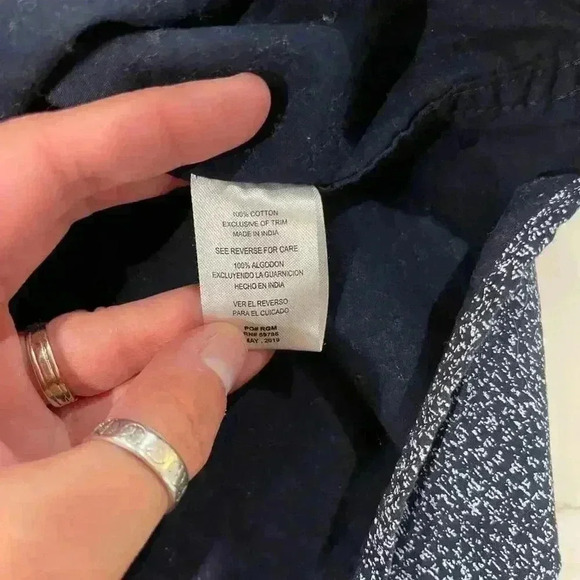 Rugby University Short Sleeve Button Down Shirt Cotton Blue/White Men's Large - Picture 4 of 5